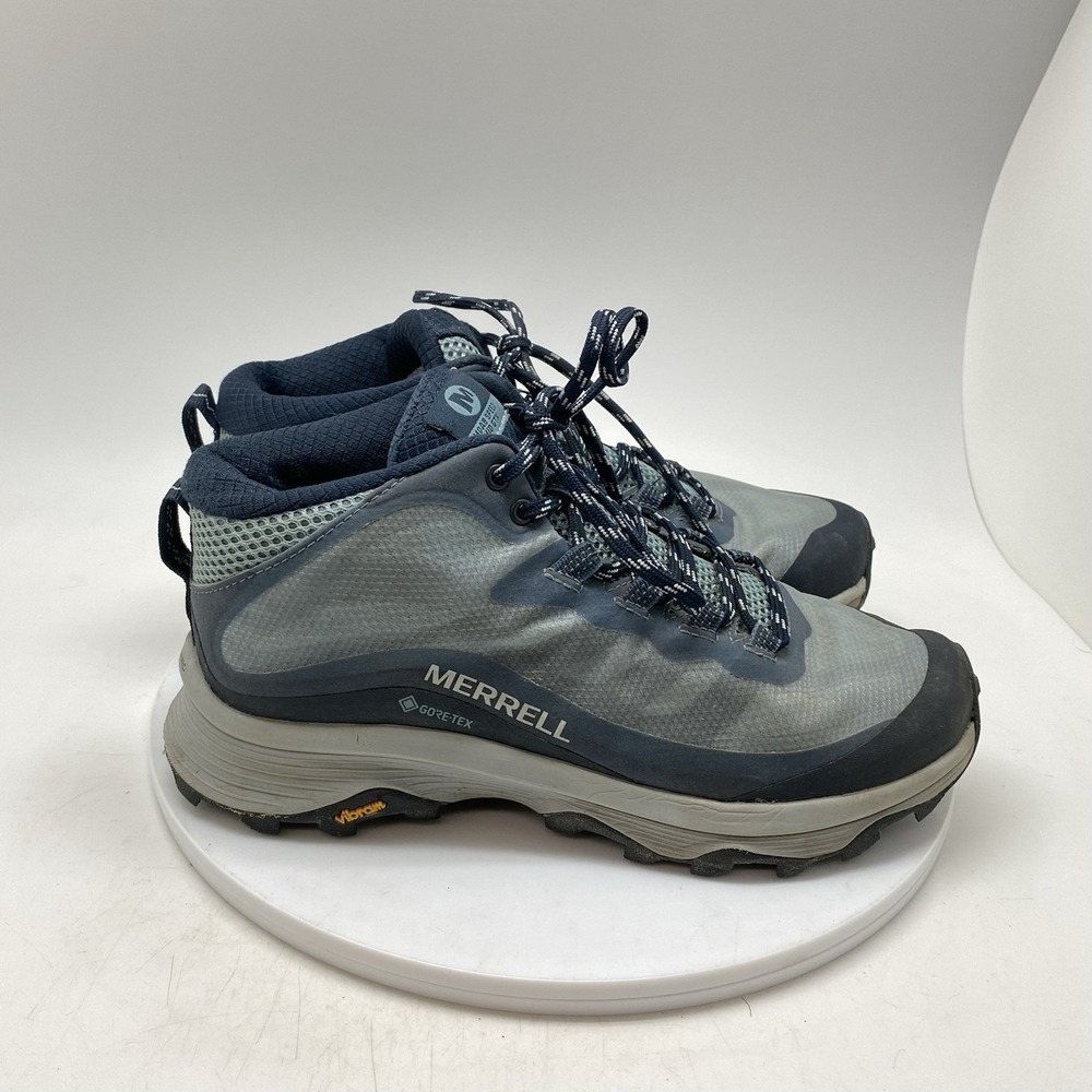 Merrell Boots Womens 8 Moab Speed Mid GTX J135418 Blue Athletic Hiking Shoes
